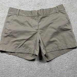 J Crew Shorts Womens Size 12 Tan Flat Front Rigid Casual Chino Slash Pocket